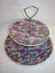 Staffordshire Tray,  Two Tiered,  Handle,  Purple Chintz,  Old Foley,  England Platters & Trays photo 1
