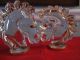 Art Deco Art Glass Horse Heads Clear Gold Trim Equine Stallions Figurines photo 7