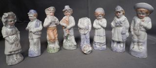 8 Germany Porcelain Antique Figurines Miniatures 1890s Boys Girls Statue Fairing photo