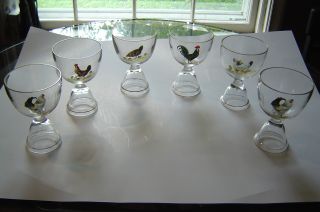 6 Hand - Painted Glass Egg Cups photo