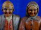 Antique Swiss Hand Carved Wood Brienz? Peasant Man & Woman,  Chatillon,  Switzerland Carved Figures photo 1
