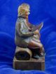 Antique Swiss Hand Carved Wood Brienz? Peasant Man & Woman,  Chatillon,  Switzerland Carved Figures photo 8