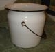 Vintage Lisk Flintstone Porcelain Enamel Pail W/ Handle & Lid - Chamber Pot - Chamber Pots photo 2