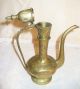 Set Of 1900 ' S Brass Handcrafted Kettle/pitcher,  Candleholders & Bowl,  Uncleaned Metalware photo 1