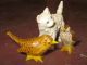 Vintage American Folk Art Miniature Wood Carving Set Of One Cat And Two Birds Carved Figures photo 6