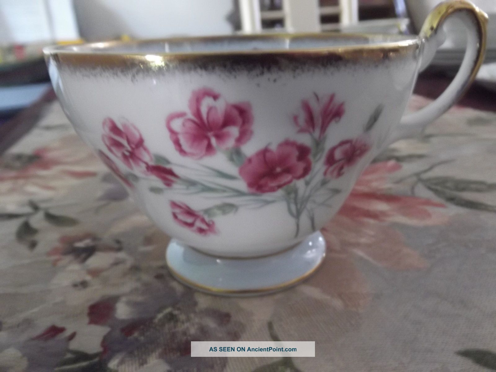 Eb Foley English Bone China Teacup - Green & Gold - Floral Pattern Cups & Saucers photo