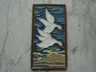 Royal Delft Cloisonné Tile With White Flying Geese photo