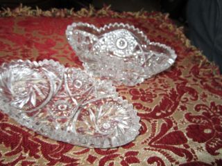 Set Of 2 Vintage Pressed Glass Small Bowls For Nuts,  Condiment,  Crackers photo