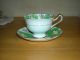 Royal Albert England Teacup And Saucer Green White Pale Yellow Gold Trim Ec Cups & Saucers photo 3