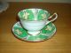 Royal Albert England Teacup And Saucer Green White Pale Yellow Gold Trim Ec Cups & Saucers photo 4