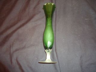 Small Antique Green Glass Vase photo