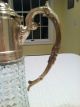 Antique Vintage Tall Cut Glass & Silver Plate Pitcher Syrup Dispenser Ornate Pitchers photo 3