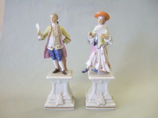 Pair Of Luwigsburg Figures,  Antique German Porcelain,  19th C photo