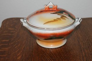 Vintage Hand Painted Porcelain Sugar Bowl photo