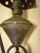 Antique Wrought Iron Art Deco Mid - Century Triangle Base Table Lamp Light Fixture Lamps photo 5