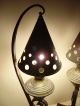 Antique Wrought Iron Art Deco Mid - Century Triangle Base Table Lamp Light Fixture Lamps photo 7