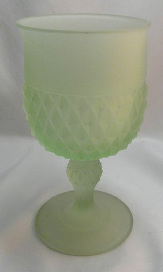 Vintage Green Uranium Frosted Glass Stemware For Collecting Or Replacement photo
