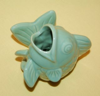 Vintage Porcelain Ceramic Sea Green Pottery Koi Goldfish Fish Figurine/vase photo
