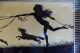 Vintage Early 20thc Tallimit Silhouette Of Girl Holding Leash W/ Girls By Fidus Other photo 2