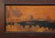 Huge Antique Marquetry Wood Inlaid Landscape Arts & Crafts Oak Frame Nr Other photo 3