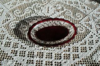 Victorian Glass Pin Tray Ruby Clear Maeked Souvenir London.  Ont. photo
