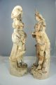 Pair Antique Porcelain Victorian Lady & Man Figurine 16  Tall Figurines photo 11