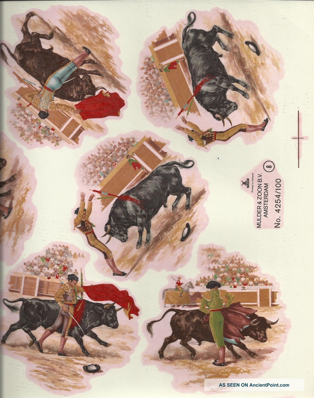 Vintage Tile Stickers - Bullfighting - Tauromachy - Rare Other photo