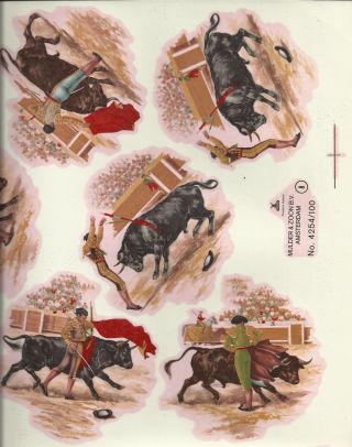 Vintage Tile Stickers - Bullfighting - Tauromachy - Rare photo