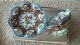 Vintage Handpainted Enamel On Metal Plate And Saucer Cups & Saucers photo 3