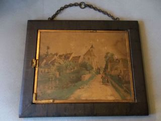 Antique Brevete Sgdg Lb Trifold Shaving Mirror - Dated 1876 - Pictorial - French photo