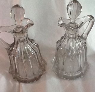 Pair Early 19th C.  Decanters Bell Shaped Mold Blown. photo