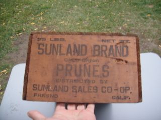 Vintage Wooden Prune Crate Box Fresno California Great Display Item photo