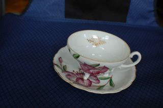 Vintage Cup And Saucer Fine Porcelain Floral Pattern Hand Painted Japan photo