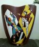 Vintage Keramos Vase Hand Painted With Two Dancing Chalutzim Figures Vases photo 10
