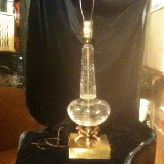Rare Vintage Crackled Glass Lamp With Footed Base Excellent photo
