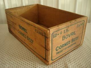 Vintage Bovril Corned Beef Wooden Crate Argentina Early 1900 ' S photo