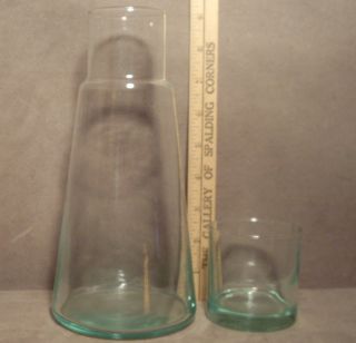 Clear Glass One Quart Guest Room Water Decanter With Matching Five Ounce Tumbler photo