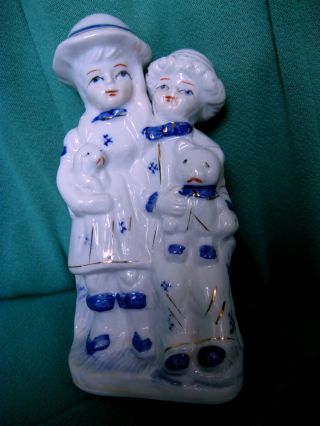 Antique Porcelain Children Figurines - Marked - 2 5/8 