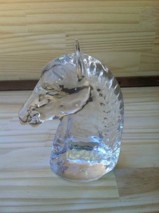 Vintage Glass Crystal Horse Head Paperweight - Crystal Clear And Stunning photo