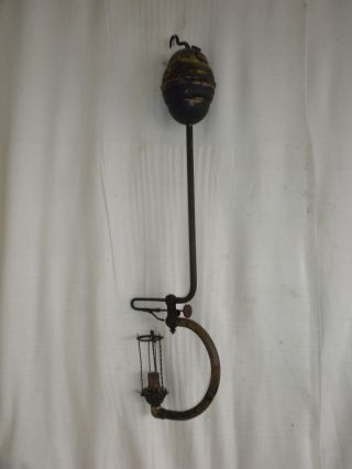 Automatic Gas Lamp Co.  Omaha,  Ne.  1859 Antique Hanging Oil Light Fixture,  Scarce photo