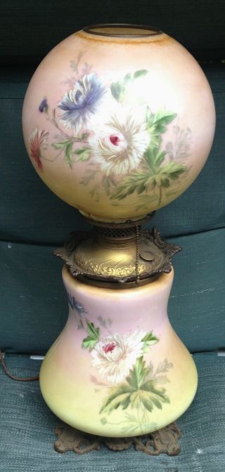 Early Antique Hand Painted Double Globe 