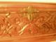 Antique Hand Carved Cedar Jewelry Box,  Brass Art Deco Handles & Latch,  Footed11 