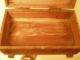 Antique Hand Carved Cedar Jewelry Box,  Brass Art Deco Handles & Latch,  Footed11 