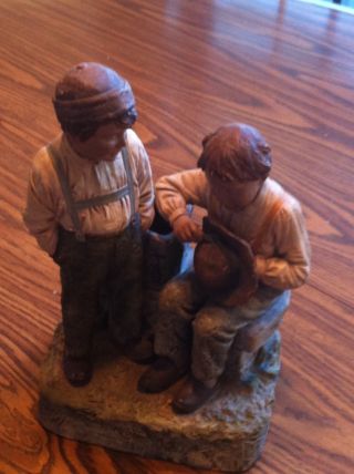 Antique Porcelain Figurine Of Two Boys photo