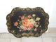Rare Antique Hand Painted Toleware Floral Rose Large Metal Tray Toleware photo 1