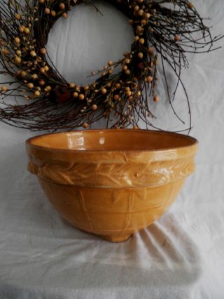 Old Antique Yellow Ware Bowl Decorative Primitive Decor Piece photo