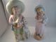 Japanese Antique Man & Lady Figurenies W/ Pets Figurines photo 1