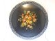 Rare Antique Hand Painted Toleware Floral Rose Round Large Metal Tray Lace Edge Toleware photo 1