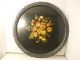 Rare Antique Hand Painted Toleware Floral Rose Round Large Metal Tray Lace Edge Toleware photo 2