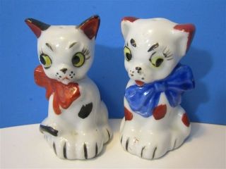 Vintage Ceramic Anthropomorphic Dog Cat Set Salt & Pepper Shaker Japan Pico Lot photo